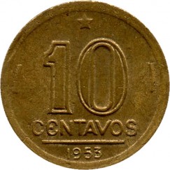 Moeda 10 centavos de cruzeiro - Brasil - 1953 - REF:203