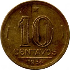 Moeda 10 centavos de cruzeiro - Brasil - 1954 - REF:204