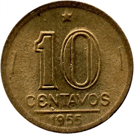Moeda 10 centavos de cruzeiro - Brasil - 1955 - REF:205