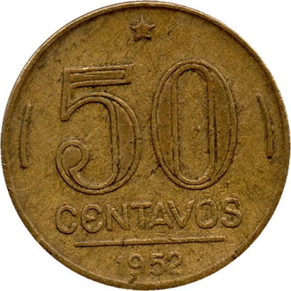 Moeda 50 centavos de cruzeiro - Brasil - 1952 - REF:219