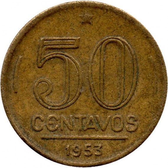 Moeda 50 centavos de cruzeiro - Brasil - 1953 - REF:220