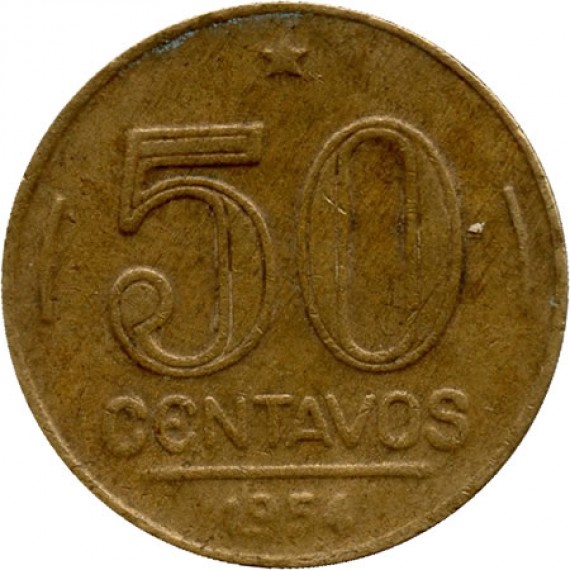 Moeda 50 centavos de cruzeiro - Brasil - 1954 - REF:221