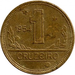 Moeda 1 cruzeiro - Brasil - 1954 - REF:235