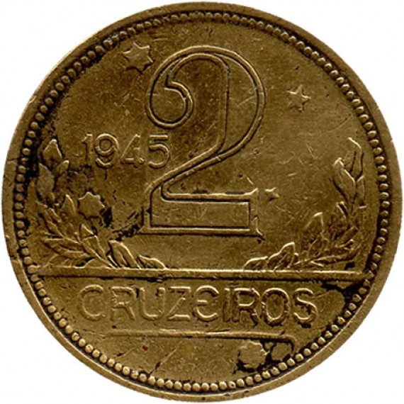Moeda 2 cruzeiros - Brasil - 1945- REF:241