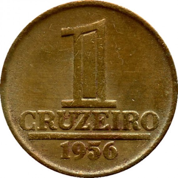 Moeda 1 cruzeiro - Brasil - 1956 - REF:255