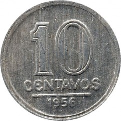 Moeda 10 centavos de cruzeiro - Brasil - 1956 - REF:257