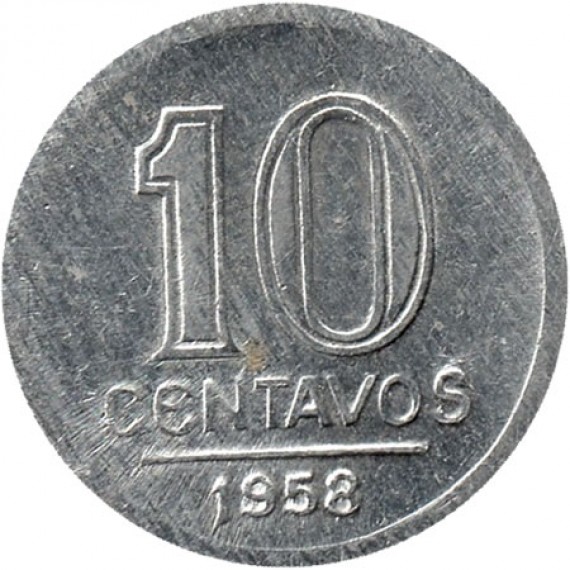 Moeda 10 centavos de cruzeiro - Brasil - 1958 - REF:259