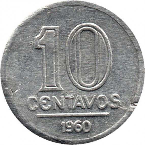 Moeda 10 centavos de cruzeiro - Brasil - 1960 - REF:261
