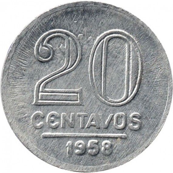 Moeda 20 centavos de cruzeiro - Brasil - 1958 - REF:265