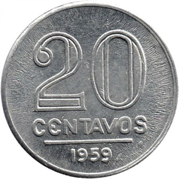 Moeda 20 centavos de cruzeiro - Brasil - 1959 - REF:266