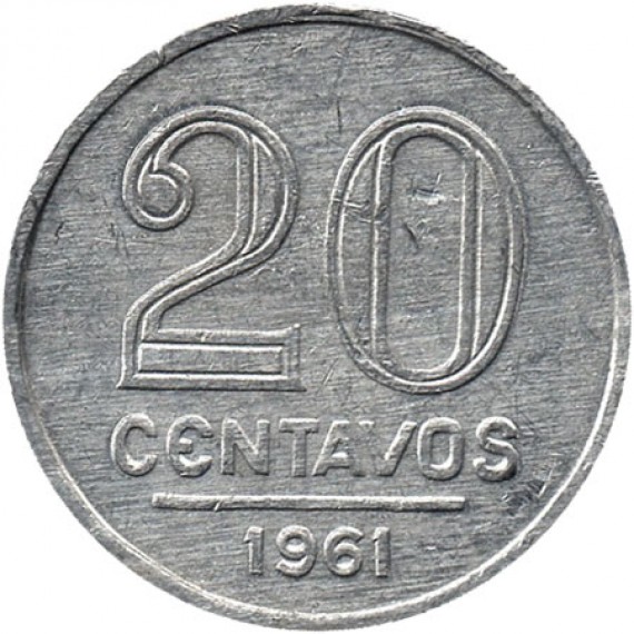 Moeda 20 centavos de cruzeiro - Brasil - 1961 - REF:268