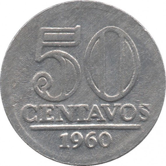 Moeda 50 centavos de cruzeiros - Brasil - 1960 - REF 272