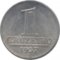 Moeda 1 cruzeiro - Brasil - 1957 - REF 274