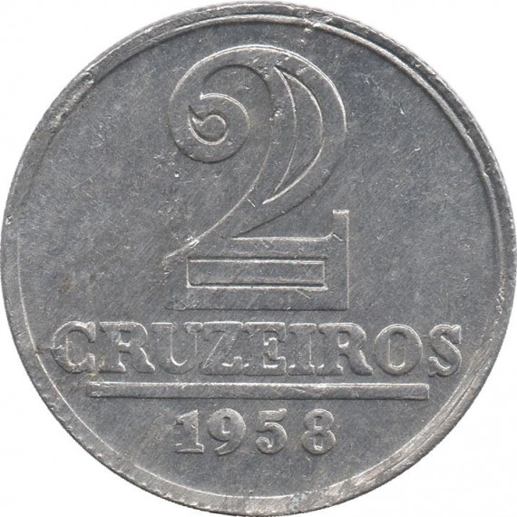 Moeda 2 cruzeiros - Brasil - 1958 - REF 280