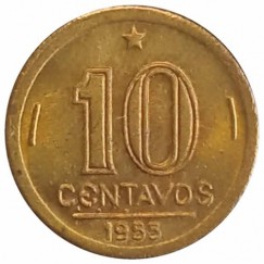 Moeda 10 centavos de cruzeiro - Brasil - 1955 REF:205 - fc