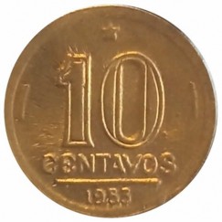Moeda 10 centavos de cruzeiro - Brasil - 1953 REF:203 - fc