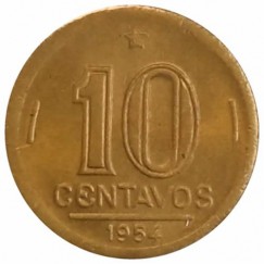 Moeda 10 centavos de cruzeiro - Brasil - 1954 REF:204 - fc