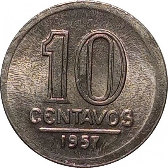 Moeda 10 centavos de cruzeiro - Brasil - 1957 FC - REF:258