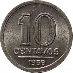 Moeda 10 centavos de cruzeiro - Brasil - 1959 FC - REF:260