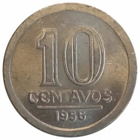 Moeda 10 Centavos de Cruzeiro FC - Brasil - 1956- REF:257