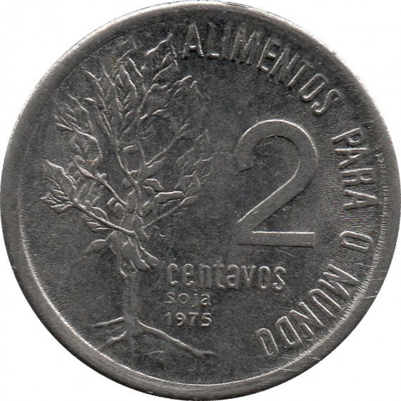 Moeda 2 centavos de cruzeiro - Brasil - 1975