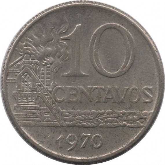 Moeda 10 centavos de cruzeiro - Brasil - 1970 - REF 297