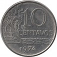 Moeda 10 centavos de cruzeiro - Brasil - 1974 - REF 298