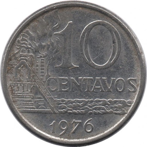 Moeda 10 centavos de cruzeiro - Brasil - 1976 - REF 300