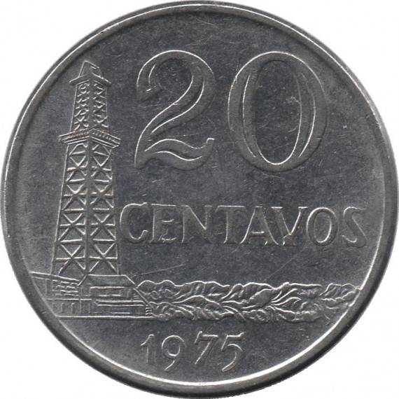 Moeda 20 centavos de cruzeiro - Brasil - 1975 - REF 306