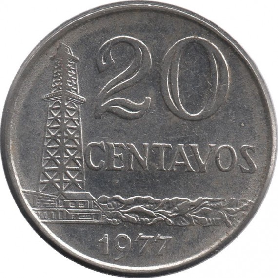 Moeda 20 centavos de cruzeiro - Brasil - 1977 - REF 308
