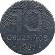 Moeda 10 cruzeiros - Brasil - 1981