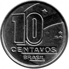 Moeda 10 centavos de cruzados novos - Brasil - 1990