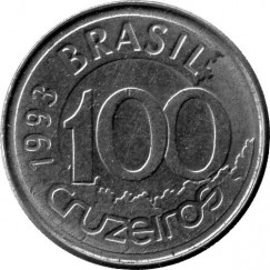 Moeda 100 cruzeiros - Brasil - 1993