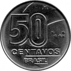 Moeda 50 centavos de cruzados novos - Brasil - 1990