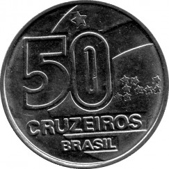 Moeda 50 cruzeiros - Brasil - 1991