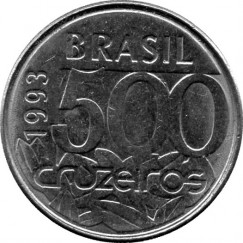 Moeda 500 cruzeiros - Brasil - 1993