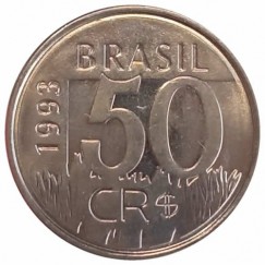 Moeda 50 cruzeiros real - Brasil - 1993 FC - REF: V434