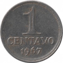 Moeda 1 centavo de cruzeiro novo - Brasil 1967 - REF 287