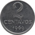 Moeda 2 centavos de cruzeiro novo - Brasil 1969 - REF 291
