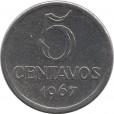Moeda 5 centavos de cruzeiro novo - Brasil 1967 - REF 293