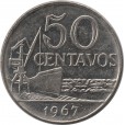 Moeda 50 centavos de cruzeiro novo - Brasil 1967 - REF 311
