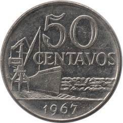 Moeda 50 centavos de cruzeiro novo - Brasil 1967 - REF 311