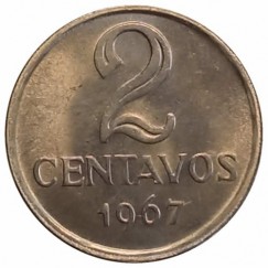 Moeda 2 centavos de cruzeiro - Brasil - 1967 FC - REF: V290