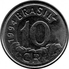 Moeda 10 cruzeiros Real - Brasil - 1994