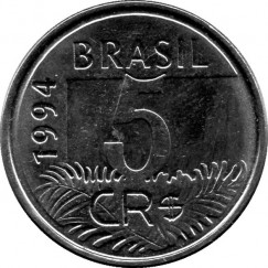 Moeda 5 cruzeiros Real - Brasil - 1994