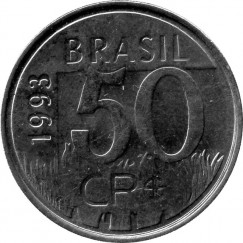Moeda 50 cruzeiros Real - Brasil - 1993