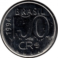 Moeda 50 cruzeiros Real - Brasil - 1994
