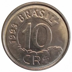 Moeda 10 cruzeiros real - Brasil - 1993 FC - REF: V432