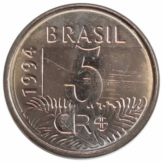 Moeda 5 cruzeiros real - Brasil - 1994 FC - REF: V431