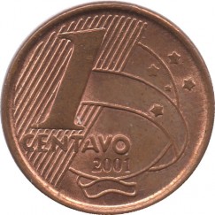 Moeda 1 centavo real - Brasil - 2001
